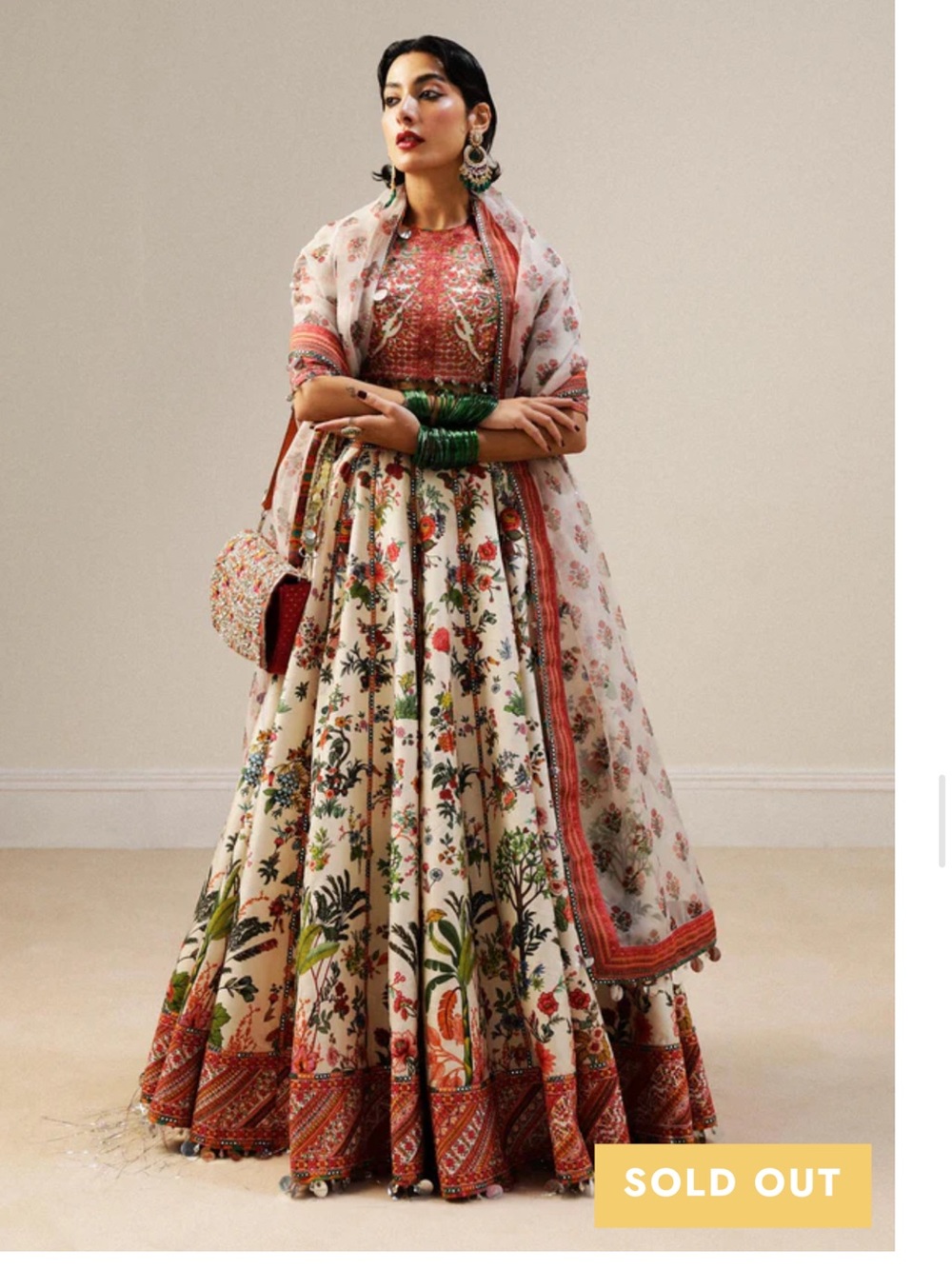 Hussain rehar floral lengha and choli with dupatta
